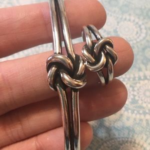 New silver knot bracelet & ring set adj size